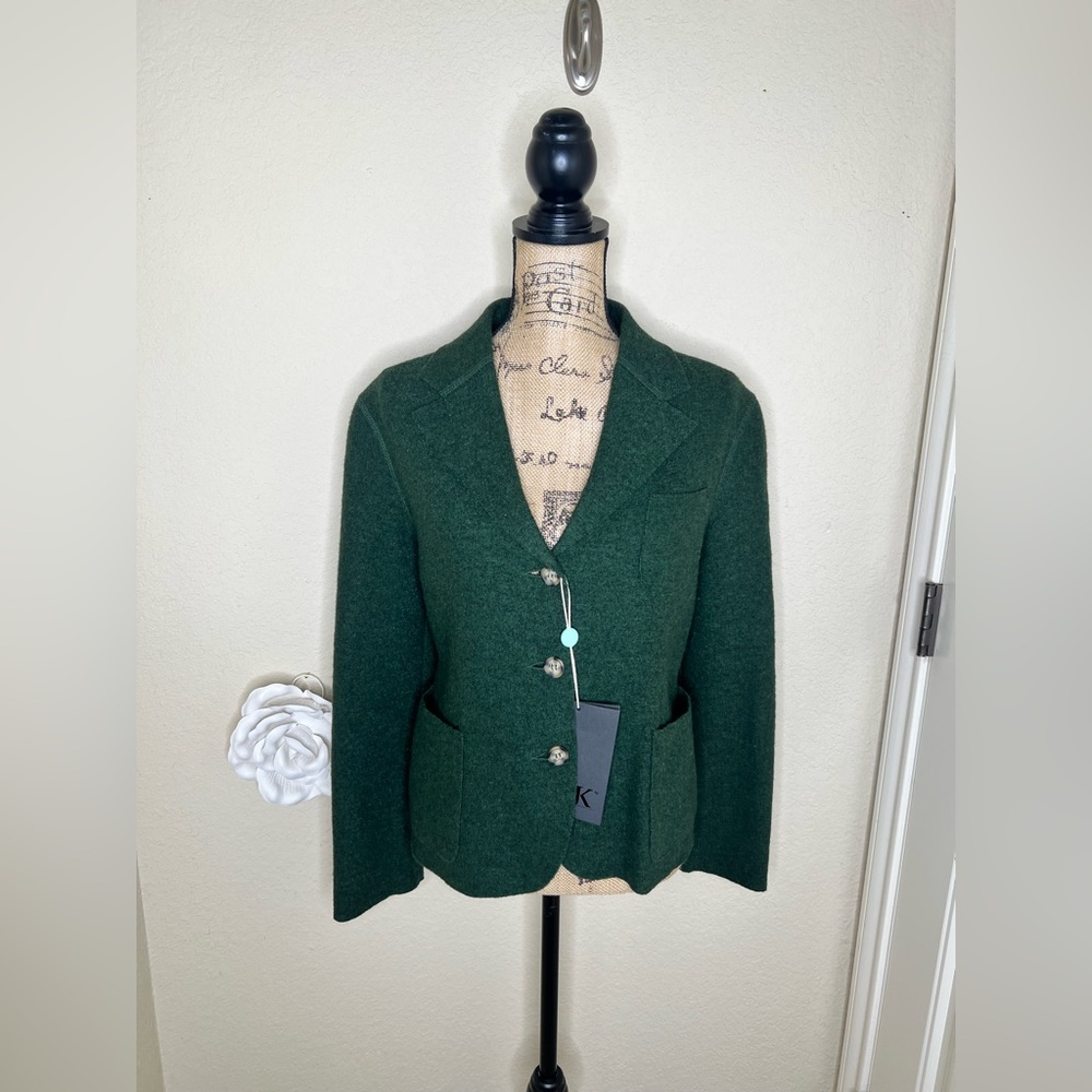 J. Keydge Frankie Short Slack Jacket Green Unstructured Blazer NWT Sz FR 2